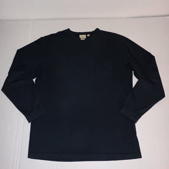 LL Bean Navy Blue Long Sleeve with Pocket Cotton T-Shirt Blue Men’s Size M Tall - Picture 14 of 14